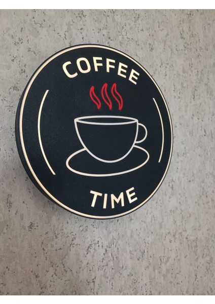 Coffee Time Işıklı Dekoratif Duvar Kutusu | USB Type-C Şarjlı | Anahtarlı | Kişiye Özel Tasarım