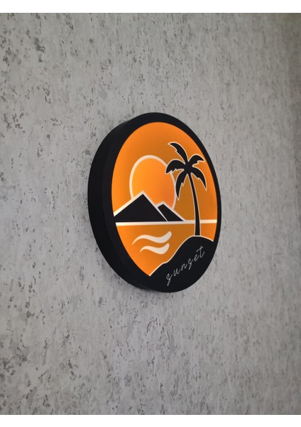 Sunset Işıklı Dekoratif Kutu | USB Type-C Şarjlı | Anahtarlı | Kişiye Özel Tasarım modelleri