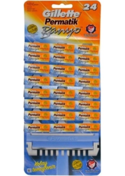 Permatik Banyo Saplı Jilet Kartela 48 Parça (4887)