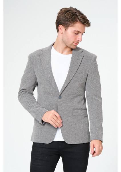 Erkek Slim Fit Blazer Ceket Gri Siyah Desenli fiyatları
