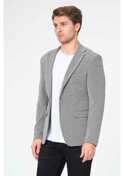 Erkek Slim Fit Blazer Ceket Gri Siyah Desenli indirimleri