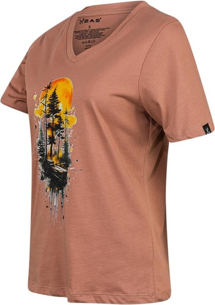 Alone Baskılı V Yaka Kadın T-Shirt 413