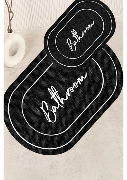 Dijital Baskı Hasır Desenli Modern Banyo Halısı, Ikili, 40X60CM ve 60X100CM