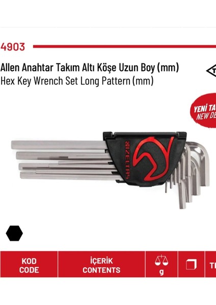 Alyan (Allen) Anahtar Takımı Altı Köşe Uzun Boy 12 Li