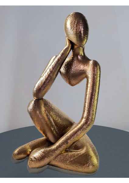3D Düşünen Modern Figür,biblo,altın Rengi HEYKEL-20CM