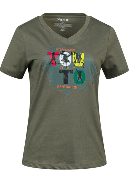 Alone Baskılı V Yaka Kadın T-Shirt 403 indirimleri