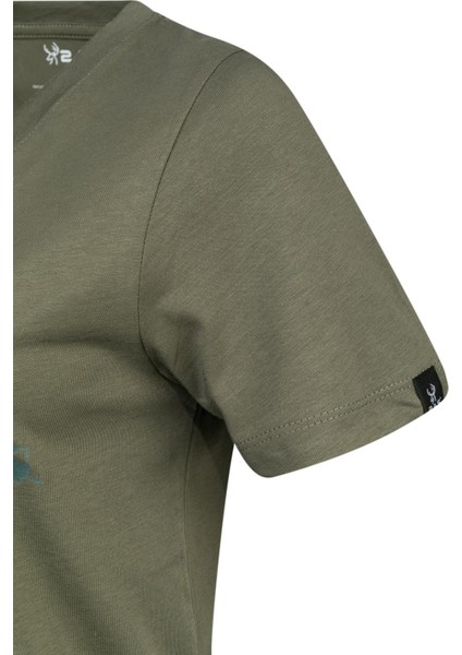 Alone Baskılı V Yaka Kadın T-Shirt 403