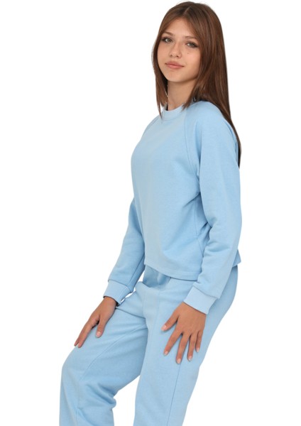 Kız Çocuk Palazzo Pantolon Beli Lastikli 3 Iplik Pamuklu Reglan Kol Okul Eşofman Takımı fiyatları