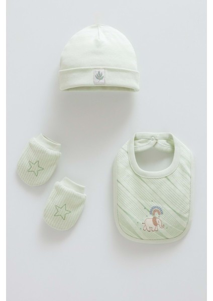 Good Baby Mama Önlüğü Eldiven Bere Takım - Caramell - TAE2077 - Yeşil - 0 - 3 Ay - TAE2077-YEŞIL-0 - 3 Ay Yeşil