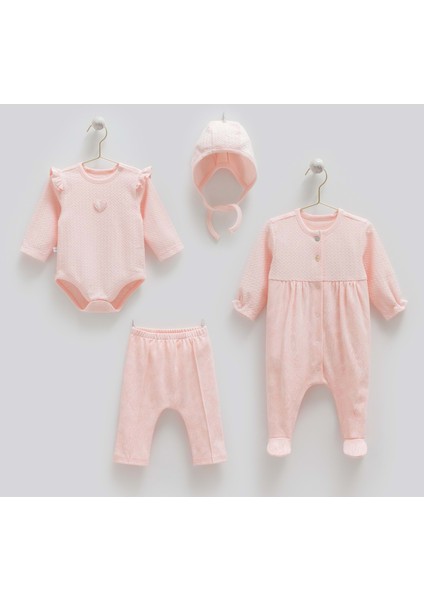 Tıny Lace 4lü Takım - Caramell - ZK1912 - Pembe - 1 - 3 Ay - ZK1912-PEMBE-1 - 3 Ay Pembe
