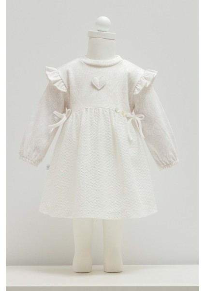 Tıny Lace Omuz Fırfırlı Bebek Elbise - Caramell - ELB1889 - Ekru - 9 - 12 Ay - ELB1889-EKRU-9 - 12 Ay Ekru