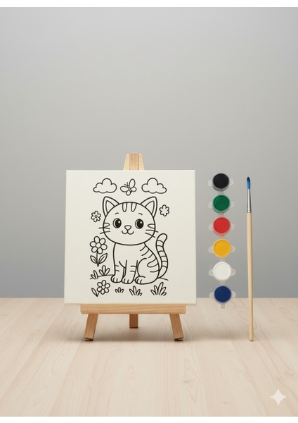 Çocuklar Için Minik Dostlarımız Tuval Boyama Seti | Kendin Yap Hayvan Resim Kiti modelleri