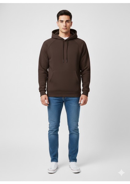 Unisex Içi Polarlı Kapüşonlu Sweatshirt