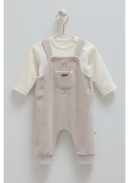 Star Poınt Sweatshırt Ön Cepli Bluz Kadife Salopet - Caramell - SLE2159 - Gri - 6 - 9 Ay - SLE2159-GRI-6 - 9 Ay Gri