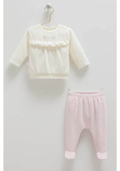 Mıddle Castle Roba Fırfırlı Kadife Alt Üst Takım - Caramell - TKK2142 - Pudra - 1 - 3 Ay - TKK2142-PUDRA-1 - 3 Ay Pudra