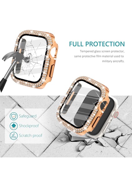 Apple Watch Seri 10 & 11 UYUMLU(42MM) Temperli Cam+Ekran Koruyucu Elmas Detaylı Kılıf fırsatları