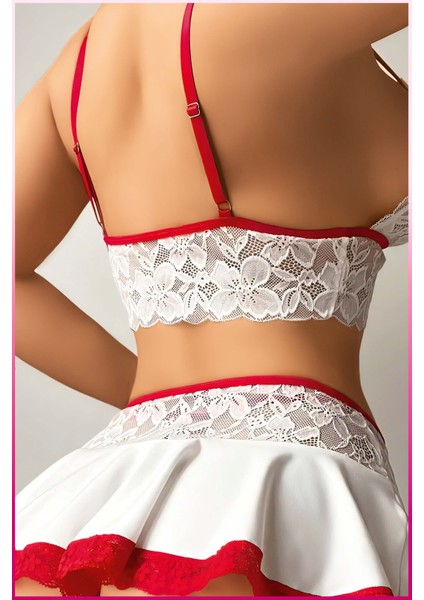 Kadın Beyaz Etekli, Dantel Büstiyer Hizmetçi Kostüm fiyatları