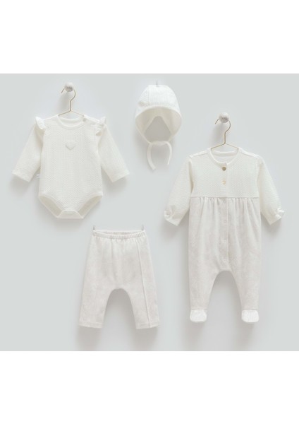 Tıny Lace 4lü Takım - Caramell - ZK1912 - Ekru - 1 - 3 Ay - ZK1912-EKRU-1 - 3 Ay Ekru