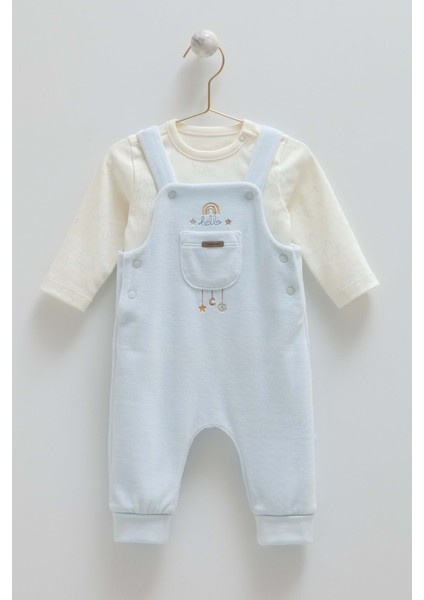 Star Poınt Sweatshırt Ön Cepli Bluz Kadife Salopet - Caramell - SLE2159 - Mavi - 9 - 12 Ay - SLE2159-MAVI-9 - 12 Ay Mavi