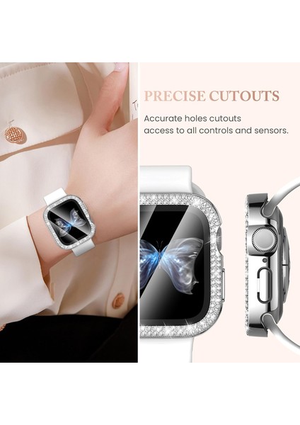 Apple Watch Seri 10 & 11 UYUMLU(42MM) Temperli Cam+Ekran Koruyucu Elmas Detaylı Kılıf modelleri