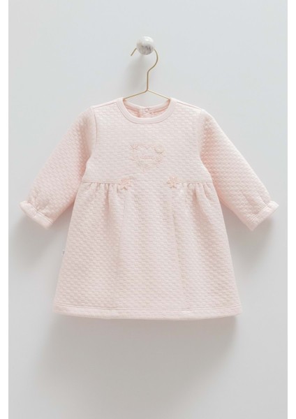 Love Hugs Çiçek Detaylı Elbise - Caramell - ELB2035 - Pembe - 9 - 12 Ay - ELB2035-PEMBE-9 - 12 Ay Pembe
