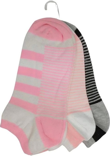 Srfn Kadın Patik Çorap 3 Lü Çemberli Desen