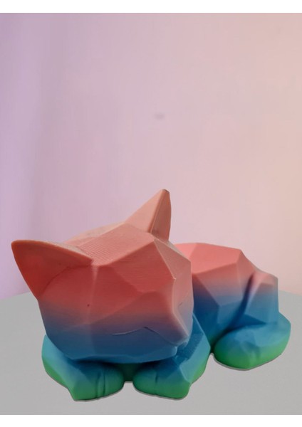 3D Renkli Uyuyan Kedi Figür /kedi Biblo /hediye fiyatları