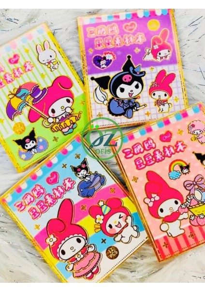 Kuromi My Melodi Kawaii Sanrio 1 Adet Mini Sticker Defter Seti 150 Adet Sticker