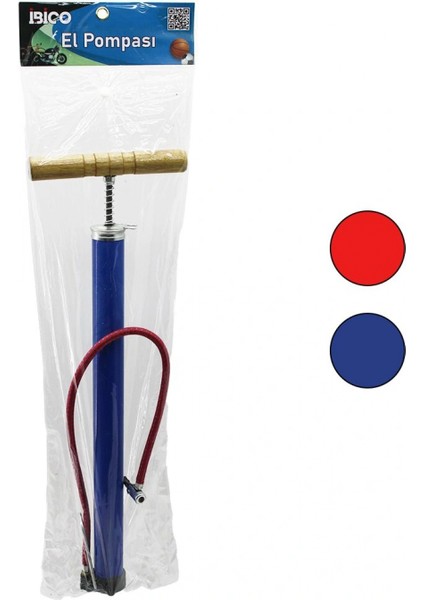 Metal Gövde Ahşap Kol Iran El Pompası 55CM Top - Bisiklet - Motor Ayaklık Aparatlı (4887)