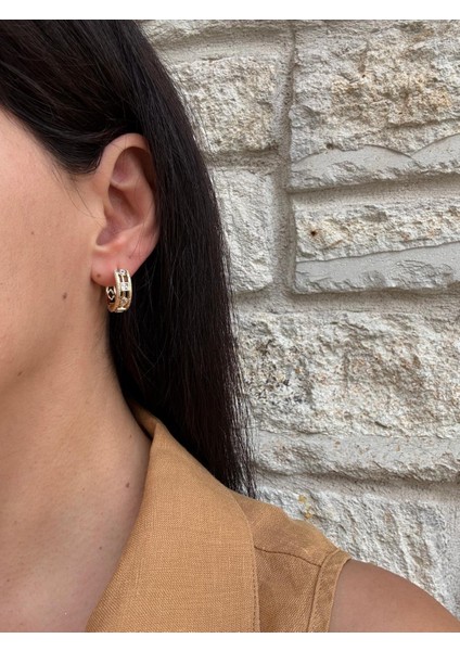 Xuping Baget Taşlı 14K Halka Klipsli Gold Küpe indirimleri