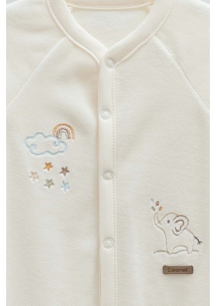 Star Poınt Çıtçıtlı Kadife Tulum - Caramell - TE2154 - Ekru - 6 - 9 Ay - TE2154-EKRU-6 - 9 Ay Ekru fiyatları