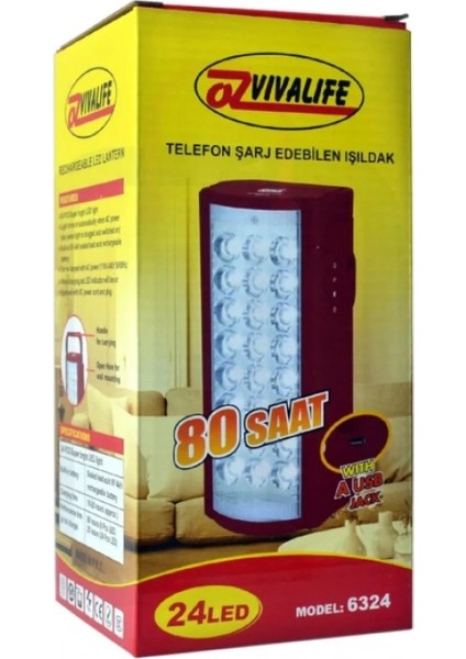 Telefon Şarj Edebilen Şarjlı Işıldak 24 LED USB 80 Saat Kesintisiz Işık (4887) modelleri