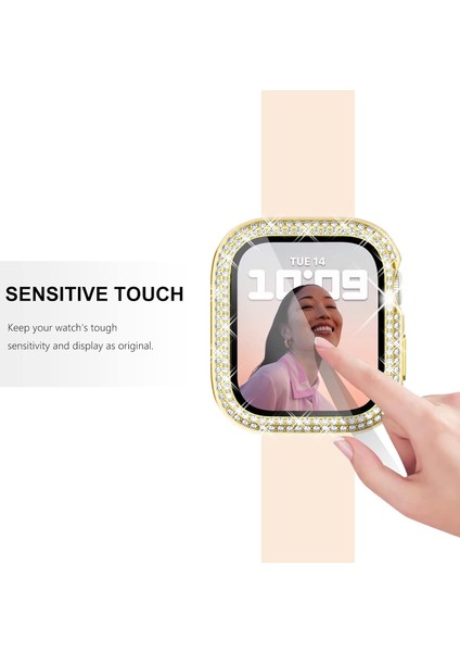 Apple Watch Seri 10 & 11 UYUMLU(42MM) Temperli Cam+Ekran Koruyucu Elmas Detaylı Kılıf modelleri