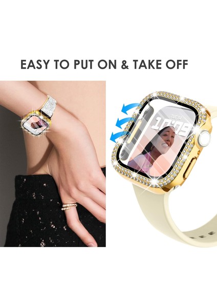 Apple Watch Seri 10 & 11 UYUMLU(42MM) Temperli Cam+Ekran Koruyucu Elmas Detaylı Kılıf fırsatları