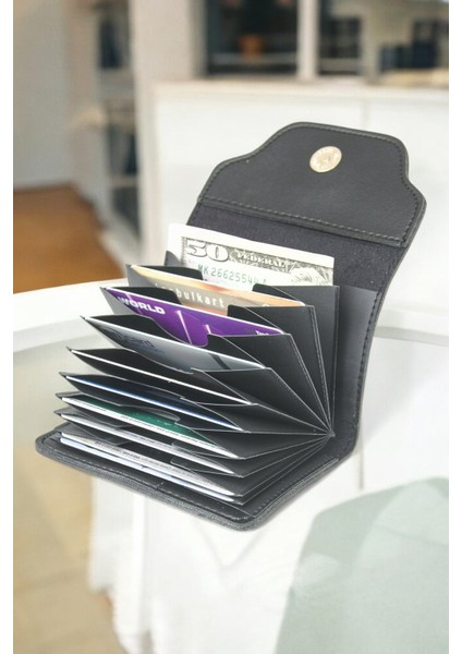 Yıkama Deri Mini Akordiyon Kartlık LD217