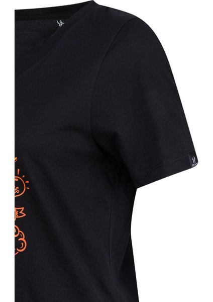 Alone Baskılı V Yaka Kadın T-Shirt 411