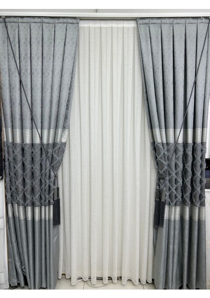 Pano Fon Perde Teymur Gri Tek Kanat Aksesuar Hariç