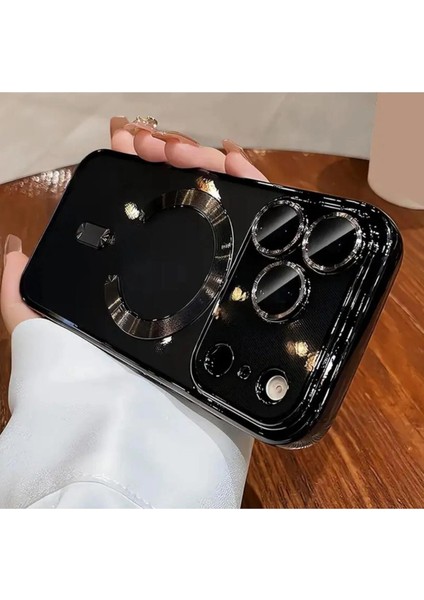iPhone 17 Pro Max Kılıf Kamera Mercek Koruma Magsafe Wireless Şarj Kenar Renkli Parlak Arkası Şeffaf