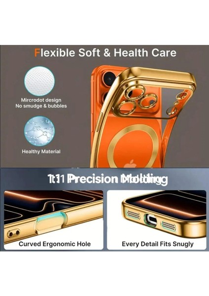 iPhone 17 Pro Max Kılıf Kamera Mercek Koruma Magsafe Wireless Şarj Kenar Renkli Parlak Arkası Şeffaf fiyatları