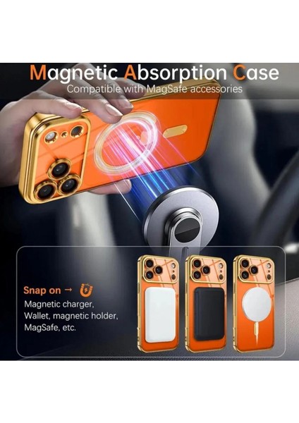 iPhone 17 Pro Max Kılıf Kamera Mercek Koruma Magsafe Wireless Şarj Kenar Renkli Parlak Arkası Şeffaf modelleri