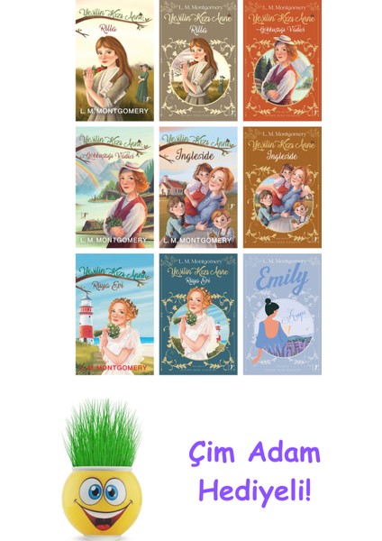 Lucy Maud Montgomery 9 Kitap Seti + Çim Adam Hediye