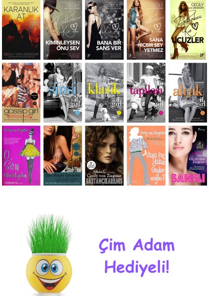 Cecily Von Ziegesar 15 Kitap Seti + Çim Adam Hediye