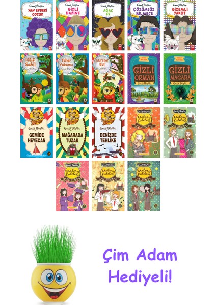 Enid Blyton 18 Kitap Seti + Çim Adam Hediye
