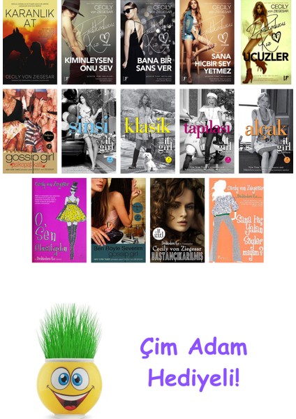 Cecily Von Ziegesar 14 Kitap Seti + Çim Adam Hediye