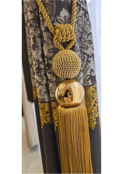 KANTAR M.S Lüks taşlı Metal Püsküllü Perde Bağı1 Adet