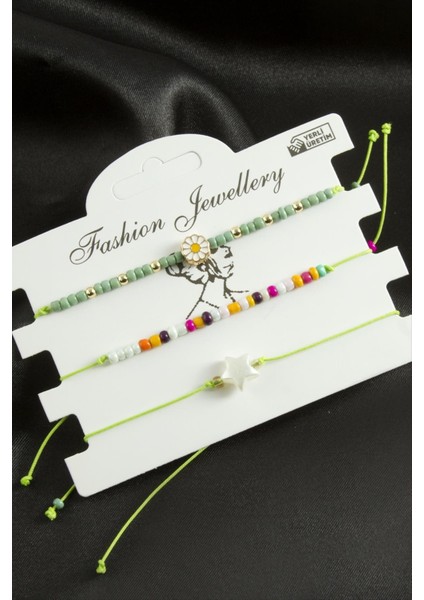 3 Adet Papatya Mineli Kum Boncuk Bileklik