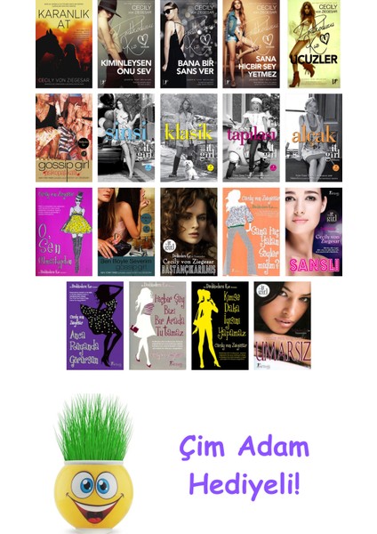 Cecily Von Ziegesar 19 Kitap Seti + Çim Adam Hediye
