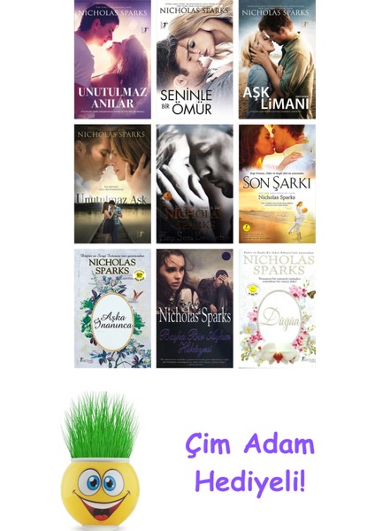 Nicholas Sparks 9 Kitap Seti + Çim Adam Hediye