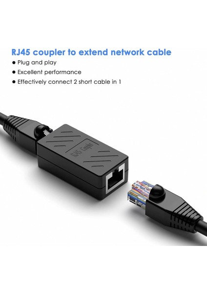 RJ45 Coupler Extender Ethernet Kablo Birleştirici Adaptör - Cat5/cat6 Uyumlu Tak-Çalıştır fırsatları