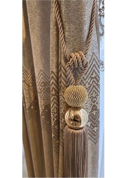 KANTAR M.S Lüks taşlı Metal Püsküllü Perde Bağı1 Adet